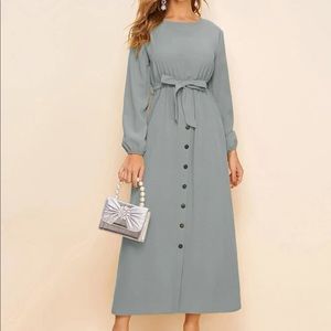 Belted long summer maxi dress